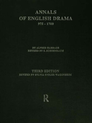cover image of The Annals of English Drama 975-1700